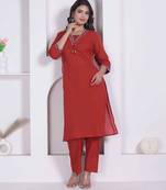  womens brown straight kurta & palazzo