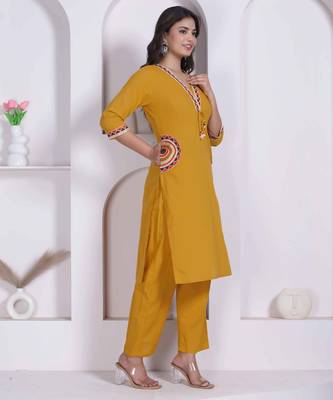 womens yellow kurta and palazzo 3