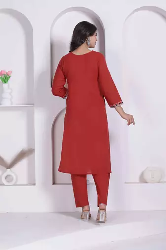 womens brown straight kurta & palazzo