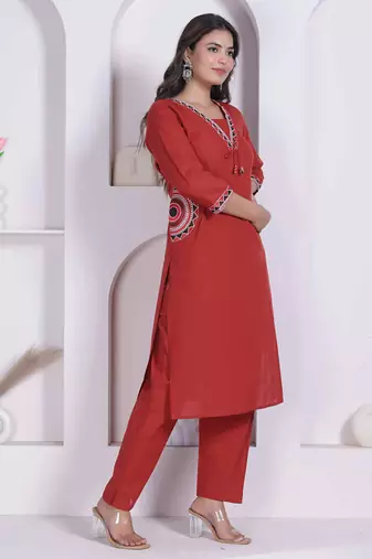  womens brown straight kurta & palazzo
