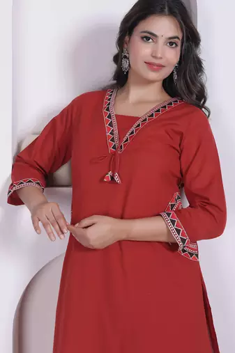  womens brown straight kurta & palazzo