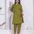 womens green printed cotton straight kurta and palazzo