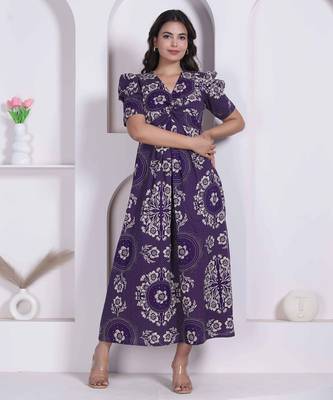 Miravan womens floral printed cotton butterfly maxi  dress 1