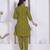 womens green printed cotton straight kurta and palazzo