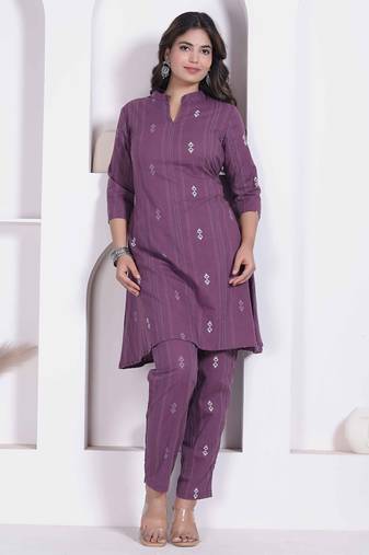 womens abstract printed wine kurta and palazzo