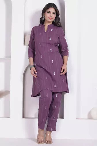 womens abstract printed wine kurta and palazzo