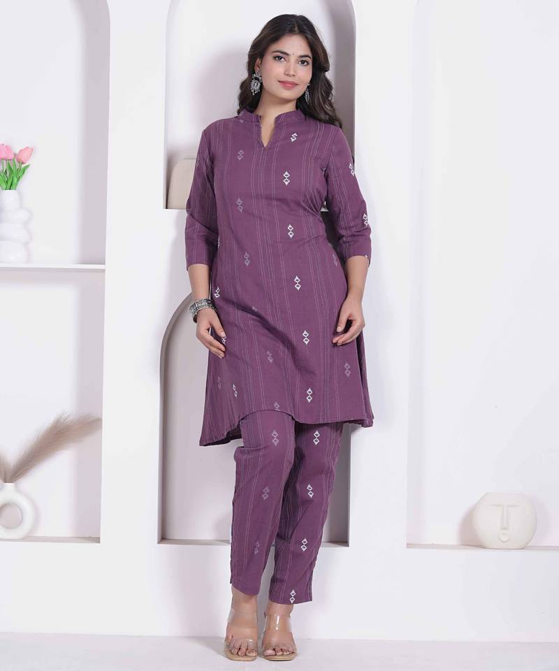womens abstract printed wine kurta and palazzo