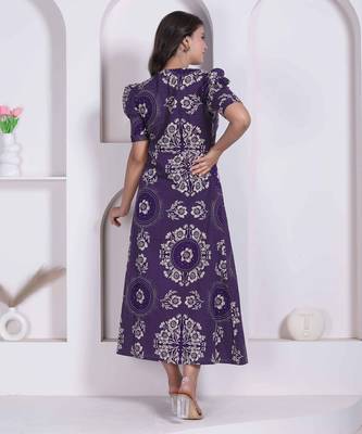 Miravan womens floral printed cotton butterfly maxi  dress 2