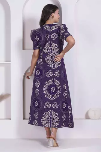 Miravan womens floral printed cotton butterfly maxi  dress