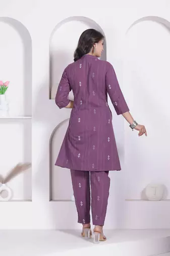 womens abstract printed wine kurta and palazzo