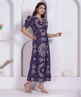 Miravan womens floral printed cotton butterfly maxi  dress 3