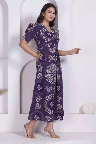 Miravan womens floral printed cotton butterfly maxi  dress