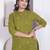 womens green printed cotton straight kurta and palazzo