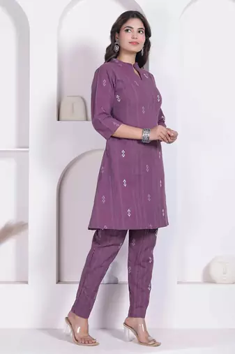 womens abstract printed wine kurta and palazzo