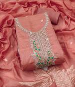 pink weaved dani cotton unstitched dress material 