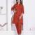 womens rust colour abstract printed cotton kurta with palazzo