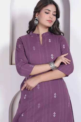 womens abstract printed wine kurta and palazzo