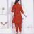 womens rust colour abstract printed cotton kurta with palazzo