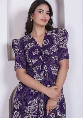 Miravan womens floral printed cotton butterfly maxi  dress 5