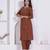 womens brown floral printed angrakha style kurta with palazzo