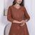 womens brown floral printed angrakha style kurta with palazzo