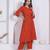 womens rust floral printed angrakha style kurta with palazzo