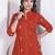 womens rust colour abstract printed cotton kurta with palazzo