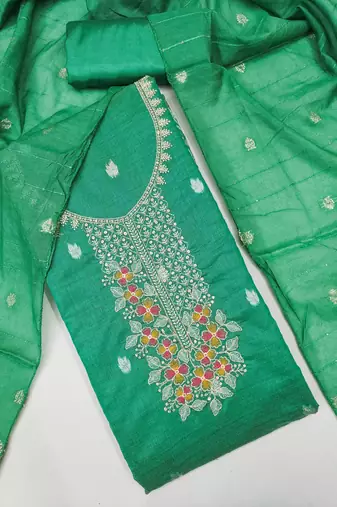 sea green weaved dani cotton unstitched dress material 