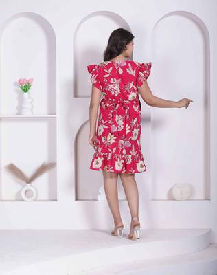 Miravan women empire waist pink midi length dress 2