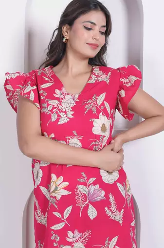 Miravan women empire waist pink midi length dress