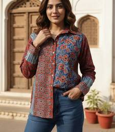 Floral Print Ethnic Shirt Style Top