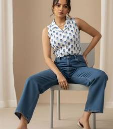 white floral print top
