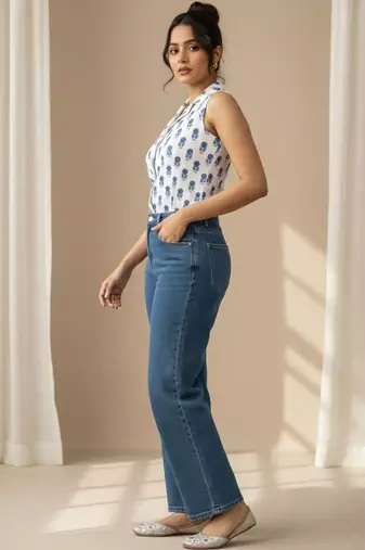 white floral print top