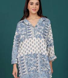 Print Cotton Shirt Style Longline Top