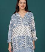 Print Cotton Shirt Style Longline Top