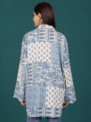 Print Cotton Shirt Style Longline Top 3