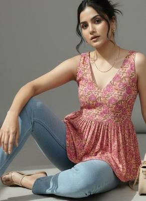 Floral Print Peplum Top 1