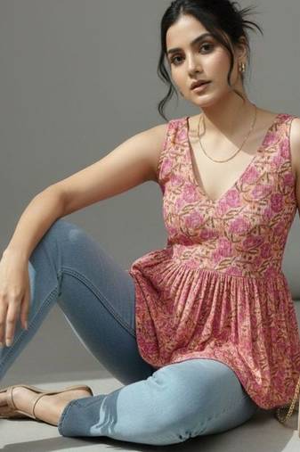 Floral Print Peplum Top