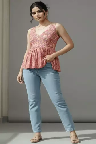 Floral Print Peplum Top