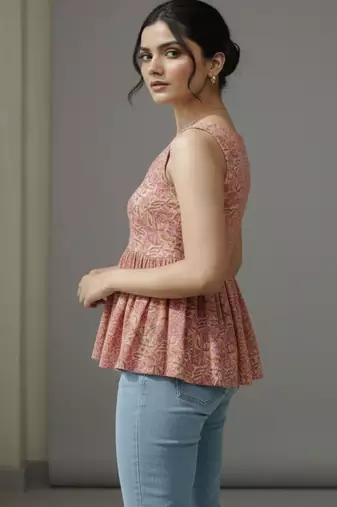 Floral Print Peplum Top