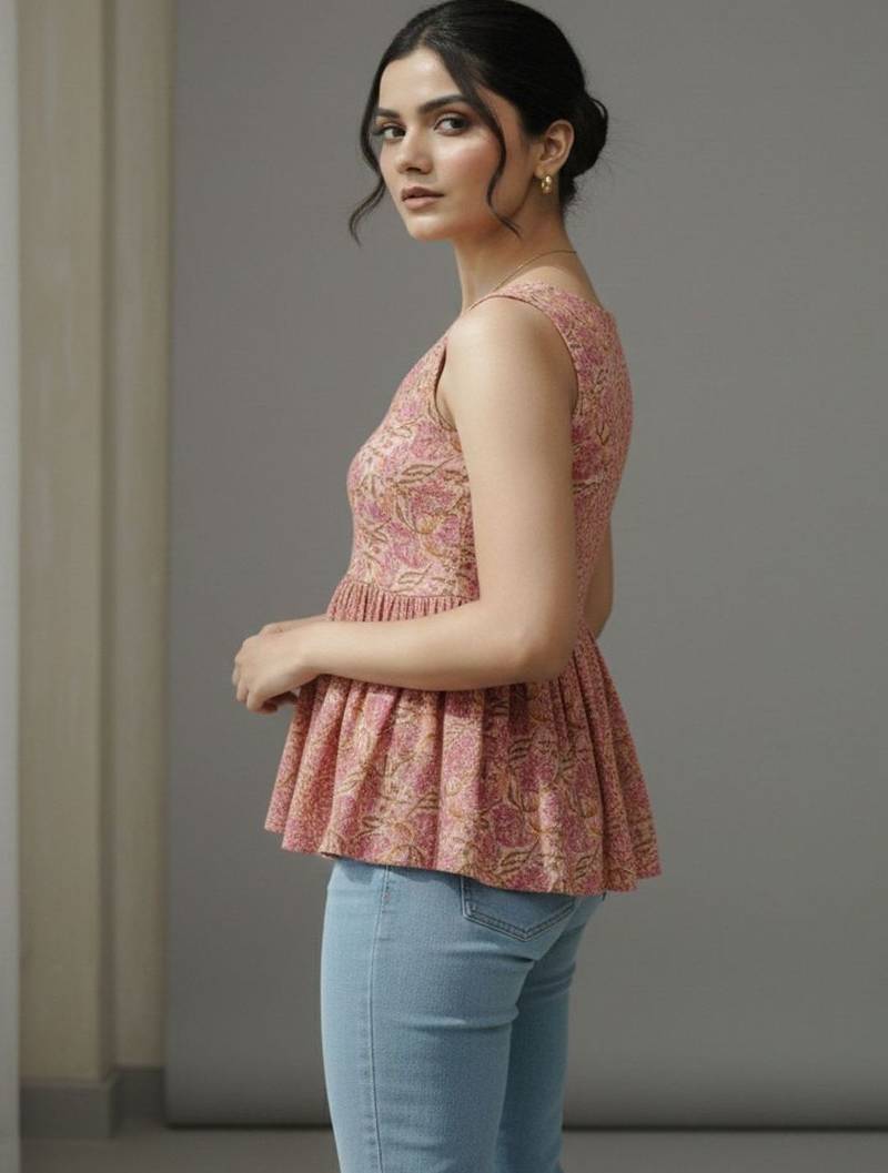 Floral Print Peplum Top