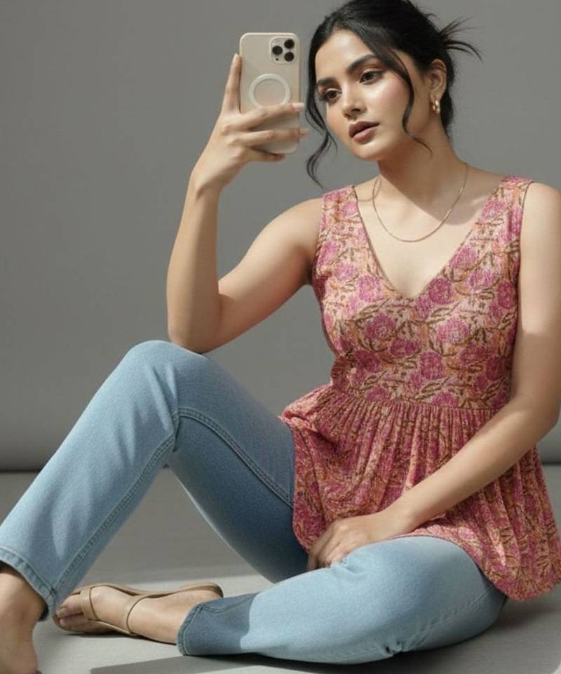 Floral Print Peplum Top