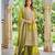 Olive heavy chinon embroidered palazzo suit set
