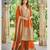 Orange heavy chinon embroidered palazzo suit set