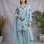 Sky blue soft organza embroidered palazzo suit set