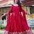 Red fox georgette embroidered gown set