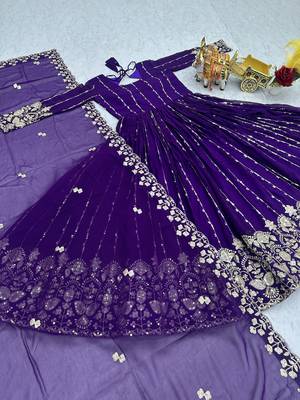 Purple fox georgette embroidered gown set 3