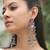 Oxidised Silver Look Multi Layer Long Chain Jhumka Earrings for Women with Artificial Stones