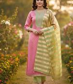 pink weaved shimmer jacquard butti unstitched dress material 