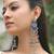 Oxidised Silver Look Multi Layer Long Chain Jhumka Earrings for Women with Artificial Stones